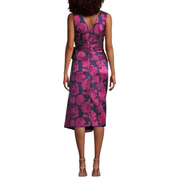 Aidan Mattox Floral Print Sleeveless Cocktail Dress in Fuchsia Multi - Picture 3 of 14